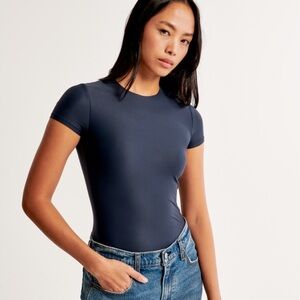 NWT A&F Short Sleeve Navy Crewneck